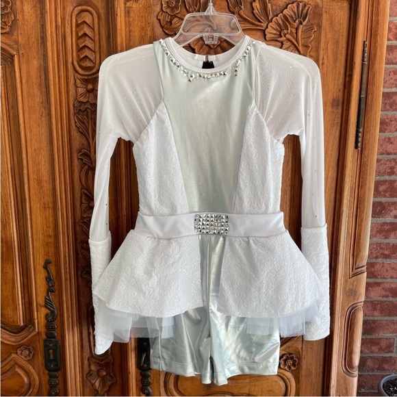 Revolution Pants - White with Silver Dance Costume